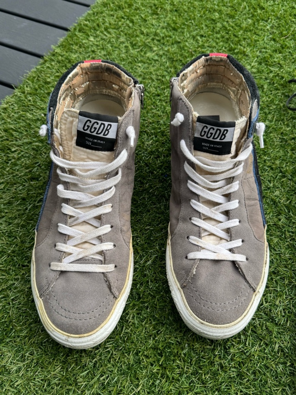Golden Goose slide high top sneakers, designer Lavagna Suede, zip - Picture 2 of 5